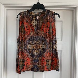 FP Movement by Free People Red and Blue Patterned Blouse
